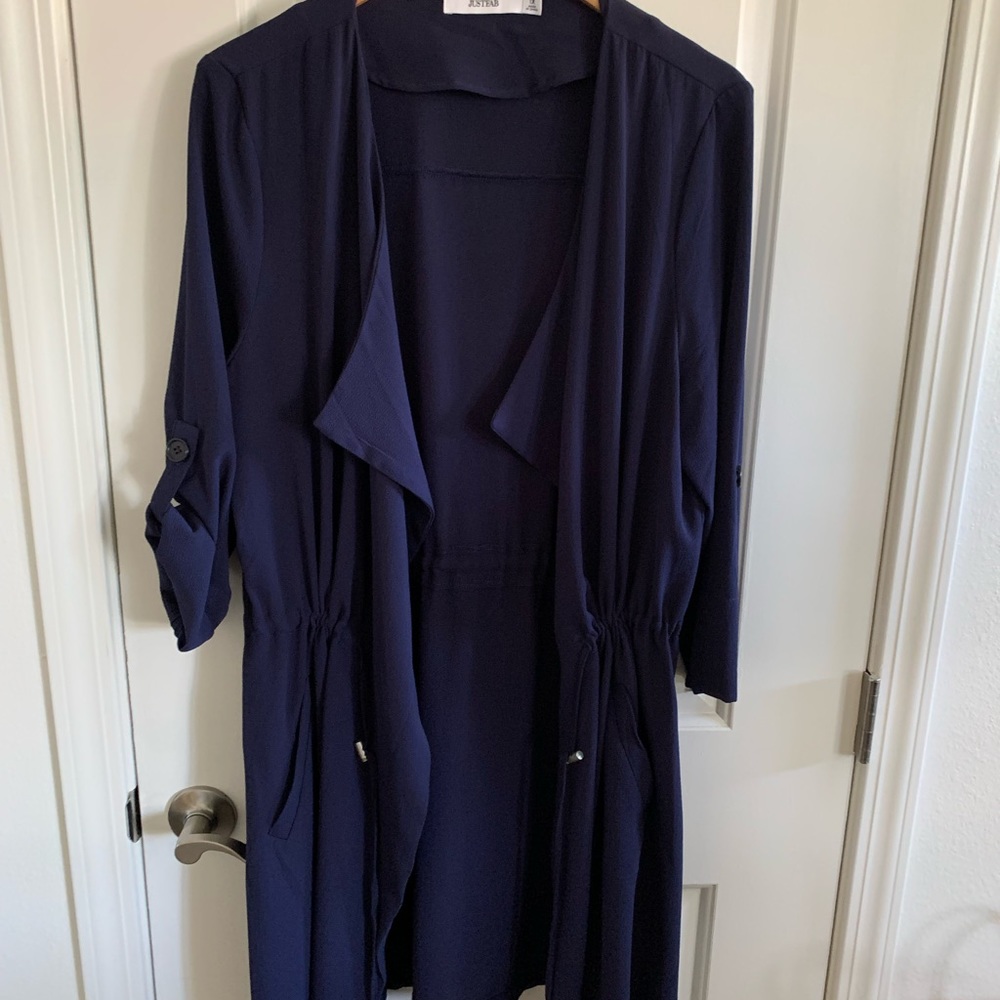 Just Fab Dark Blue Tie Waist Jacket / Blazer 1X.